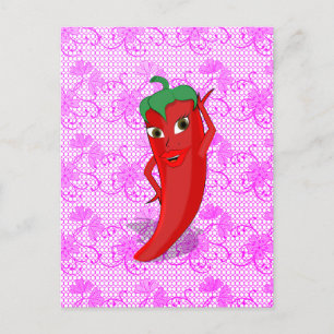 Fiesta Bridal Shower With Red Hot Pepper Diva Postcard