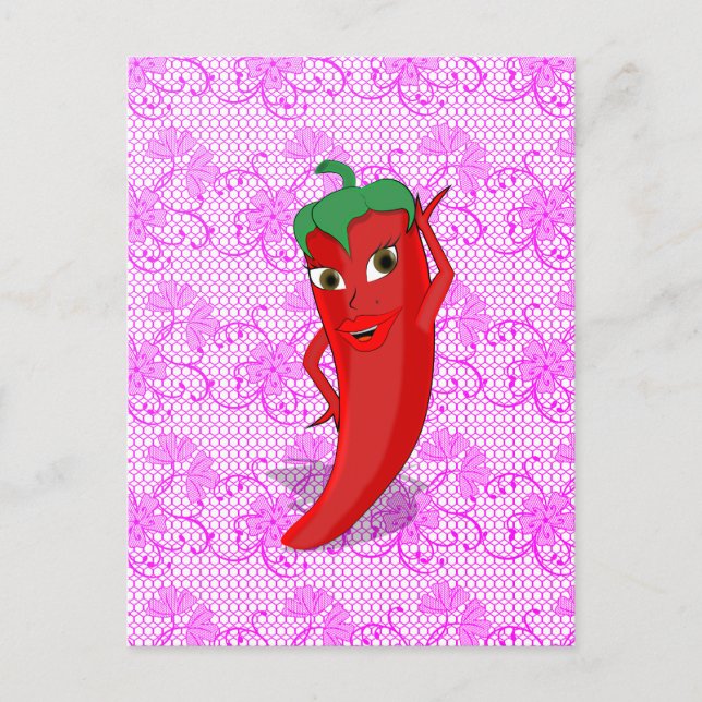 Fiesta Bridal Shower With Red Hot Pepper Diva Postcard (Front)