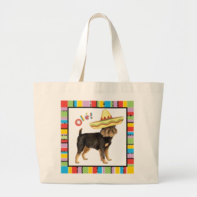 Fiesta Brussels Griffon Large Tote Bag (Front)