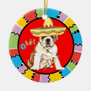 Fiesta Bulldog Ceramic Ornament
