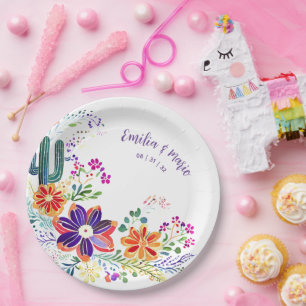 FIESTA Cacti Folkart Flowers Custom Paper Plate