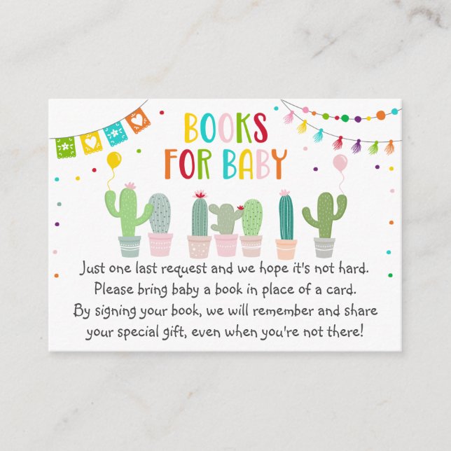 Fiesta Cactus Baby Shower Book Request Enclosure Card (Front)