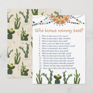 Fiesta cactus baby shower game  enclosure card