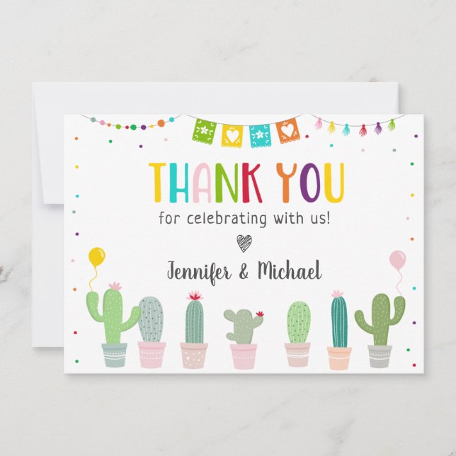 Fiesta Cactus Baby Shower Thank You Card (Front)