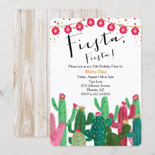 Fiesta Cactus Birthday Party Invitation
