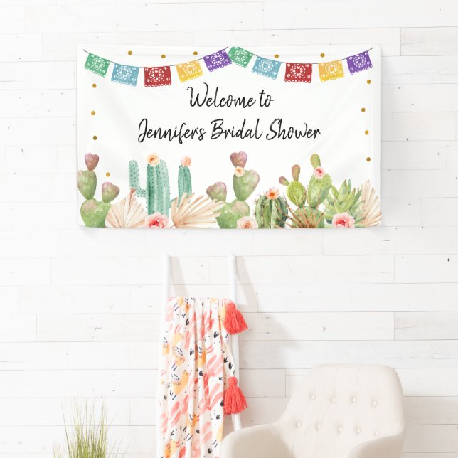 Fiesta Cactus Boho Bridal Shower Banner (Insitu)