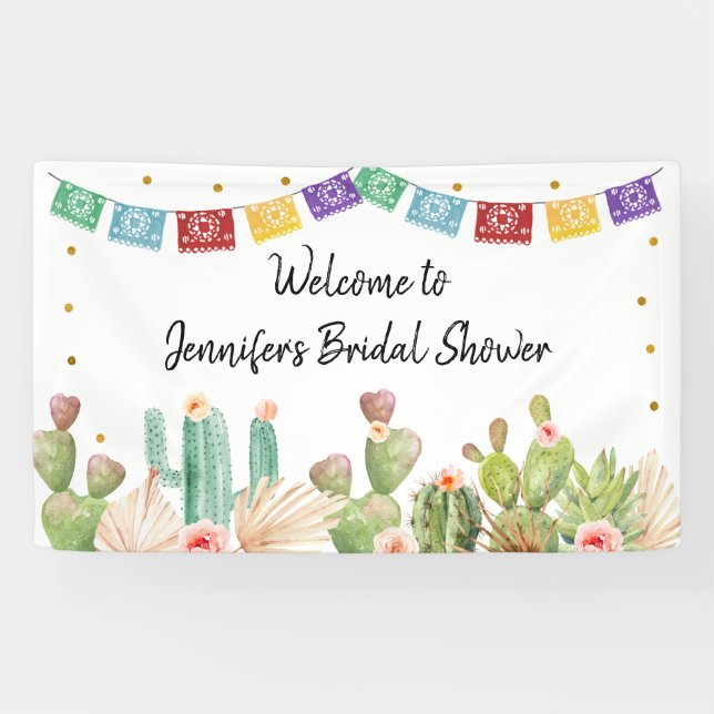 Fiesta Cactus Boho Bridal Shower Banner (Horizontal)
