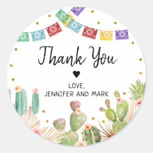 Fiesta Cactus Boho Bridal Shower Classic Round Sticker