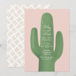 Fiesta Cactus Boho Girl Birthday Party Invitation
