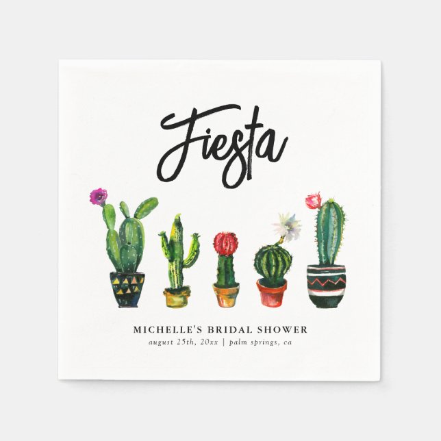 Fiesta Cactus Bridal Shower Napkin (Front)