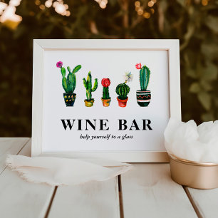 Fiesta Cactus Bridal Shower Wine Bar Photo Print
