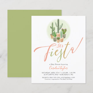 Fiesta Cactus Budget Baby Shower Invitation