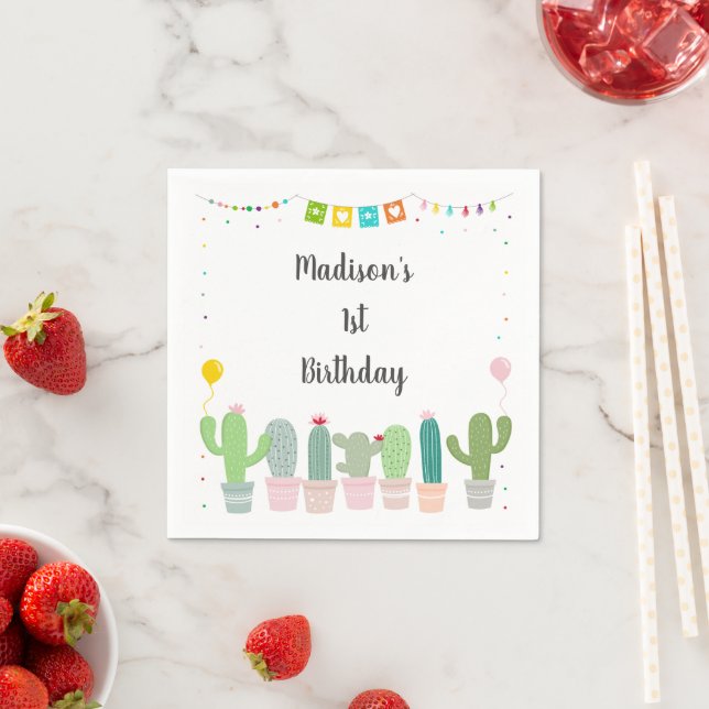 Fiesta Cactus Girl Birthday Napkin (Insitu)
