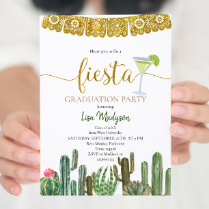 Fiesta Cactus Graduation Party Mexican Invitation
