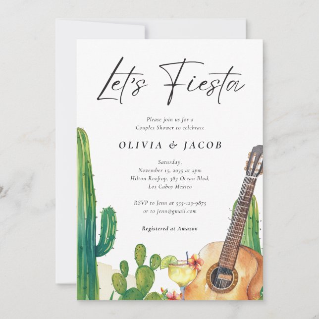 Fiesta Cactus Mexican Couples Shower Invitation (Front)