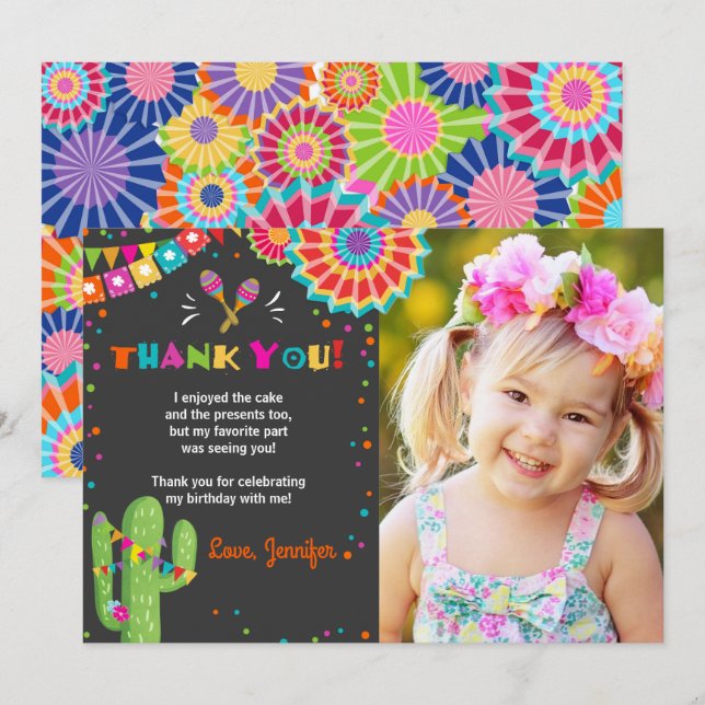 Fiesta Cactus Mexique Nacho Carte de remerciements (Devant / Derrière)