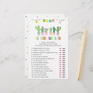 Fiesta Cactus Succulent He Said She Said Game