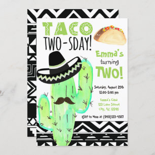 Fiesta Cactus Taco TWO-sday 2nd Birthday Party Invitation