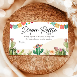 Fiesta Cactus Watercolor Diaper Raffle Ticket Enclosure Card