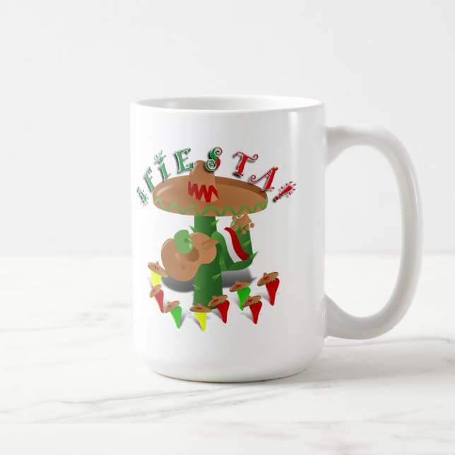 Fiesta Cactus with Guitar & Dancing Peppers Coffee Mug (Right)