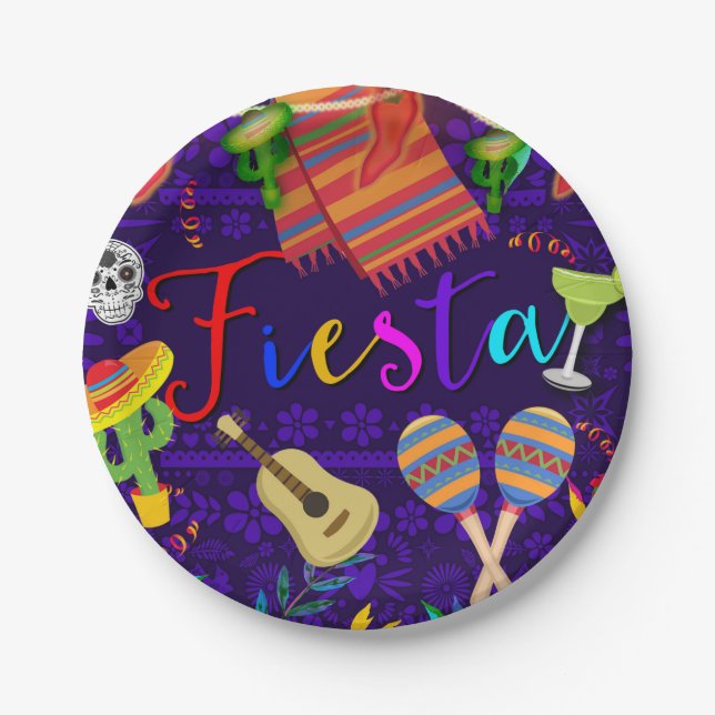 Fiesta Celebration Birthday Party Cinco De Mayo Paper Plate (Front)