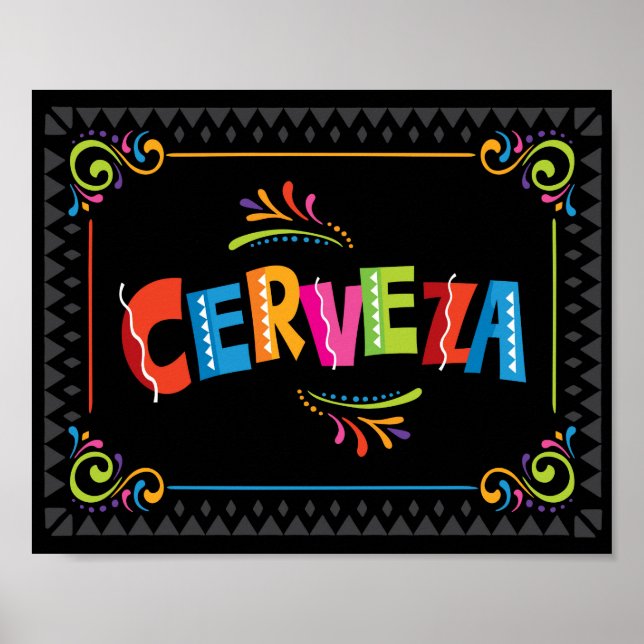 Fiesta CERVEZA Party Sign Print (Front)