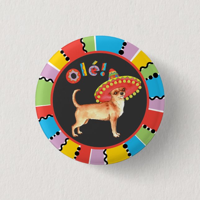 Fiesta Chihuahua 1 Inch Round Button (Front)