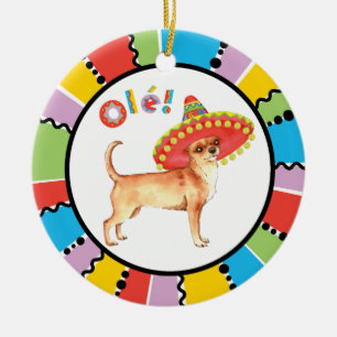 Fiesta Chihuahua Ceramic Ornament