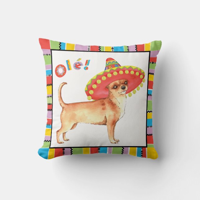 Fiesta Chihuahua Throw Pillow (Front)