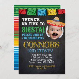 Fiesta, Cinco de mayo Birthday with Photo Invitation