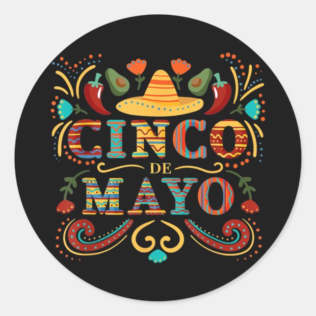 Fiesta Cinco De Mayo Party Mexican Men Women  Classic Round Sticker (Front)