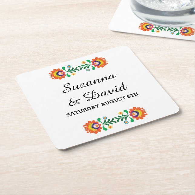 Fiesta Coasters Mexican Lime Drinks Wedding Party (Angled)