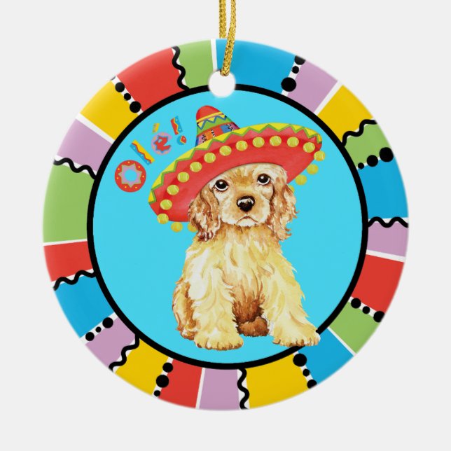 Fiesta Cocker Spaniel Ceramic Ornament (Front)