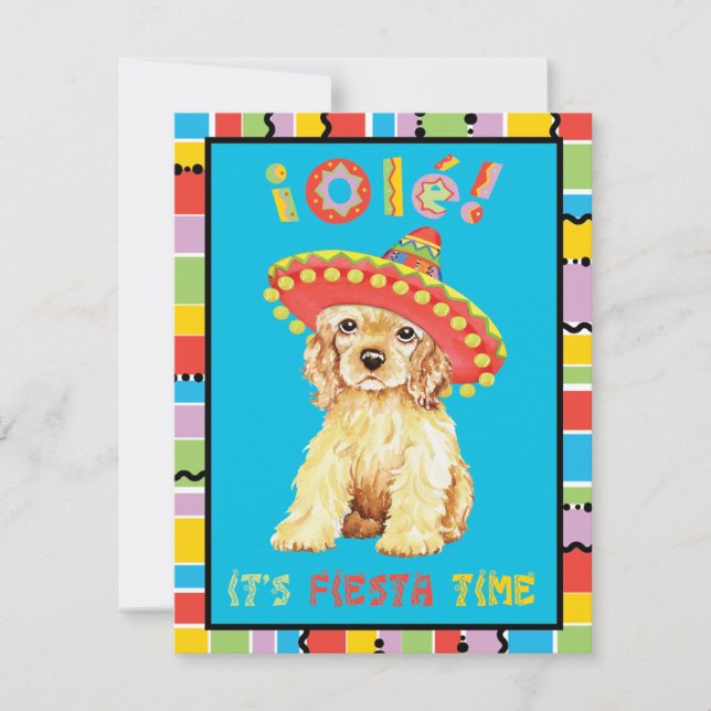Fiesta Cocker Spaniel Invitation (Front)