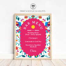 Fiesta Cocktail Bar Menu Bridal Shower Sign