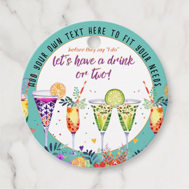 FIESTA  Cocktails Custom Favour Tags (Front)