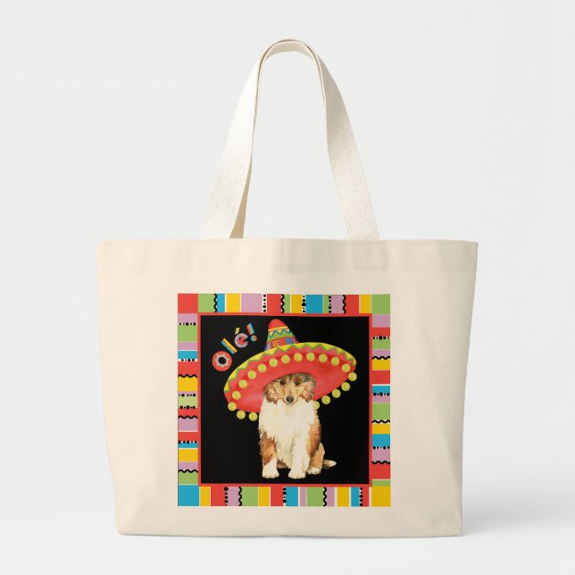 Fiesta Collie Large Tote Bag (Front)