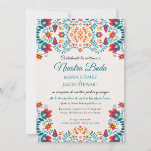 Fiesta Colorful Botanical Floral Spanish Wedding Invitation