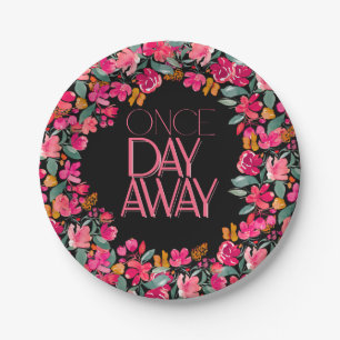 Fiesta Colorful Floral Black Rehearsal Dinner Paper Plate
