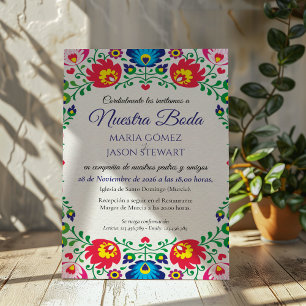 Fiesta Colorful Floral Botanical Spanish Wedding Invitation