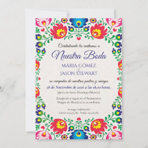Fiesta Colorful Floral Botanical Spanish Wedding Invitation