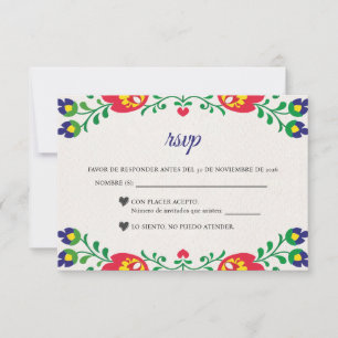 Fiesta Colorful Floral Botanical Spanish Wedding RSVP Card