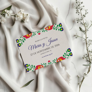 Fiesta Colorful Floral Botanical Spanish Wedding Save The Date