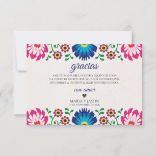 Fiesta Colorful Floral Botanical Spanish Wedding Thank You Card