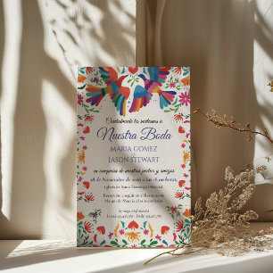 Fiesta Colorful Floral Modern Boda Spanish Wedding Invitation
