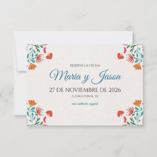 Fiesta Colorful Floral Modern Boda Spanish Wedding Save The Date
