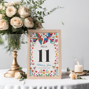 Fiesta Colorful Floral Modern Boda Spanish Wedding Table Number