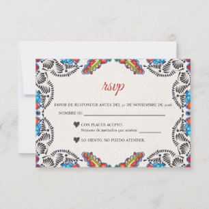 Fiesta Colorful Flowers Botanical Spanish Wedding RSVP Card