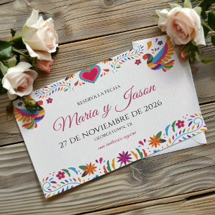 Fiesta Colorful Flowers Botanical Spanish Wedding Save The Date