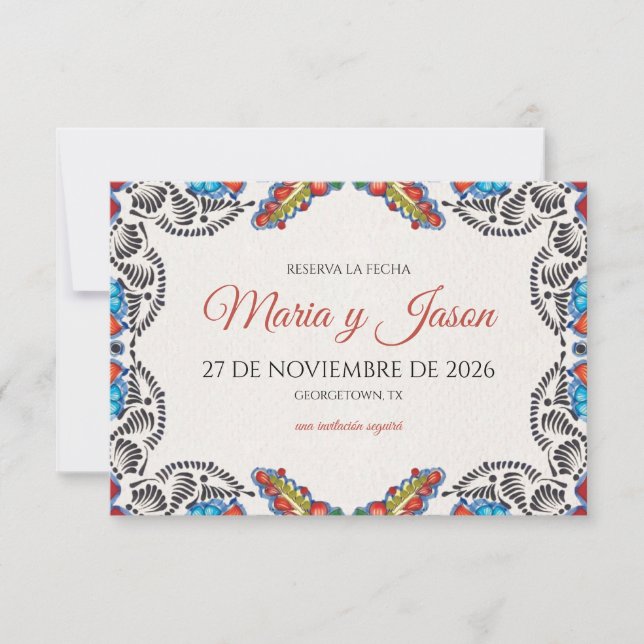 Fiesta Colorful Flowers Botanical Spanish Wedding Save The Date (Front)